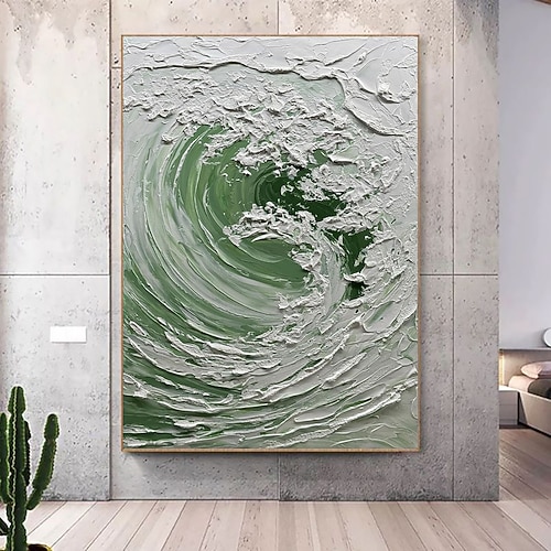 handgefertigtes Ölgemälde auf Leinwand, Wandkunst, Dekoration, schwarz-weiß, einfache abstrakte Wellenstruktur für die Inneneinrichtung, aufgespannter Rahmen, hängendes Gemälde/gerolltes rahmenloses, Image