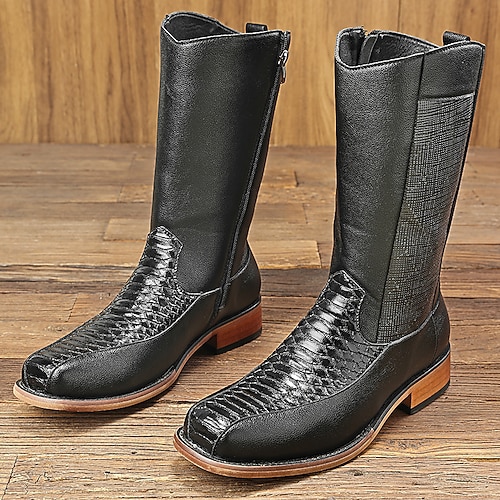 dunkelbraune Herrenstiefel mit Krokodilstruktur – raffiniert und modisch, perfekt für formelle Geschäfts- und besondere Anlässe Image