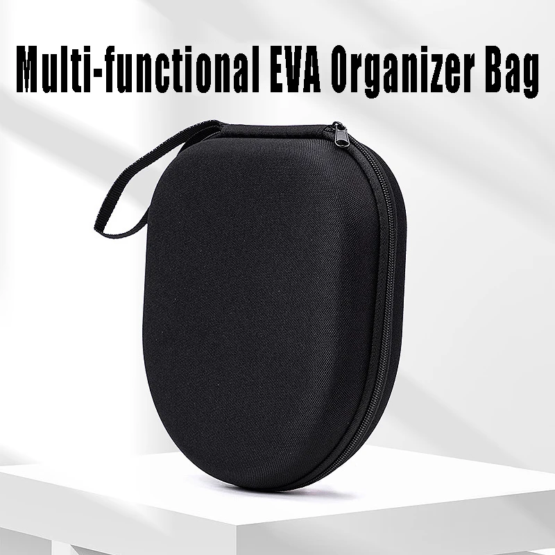 Custodia da trasporto per cuffie nera in EVA Custodia per cuffie antiurto Contenitore per auricolari portatile Organizzatore da viaggio Forniture Borsa con cerniera