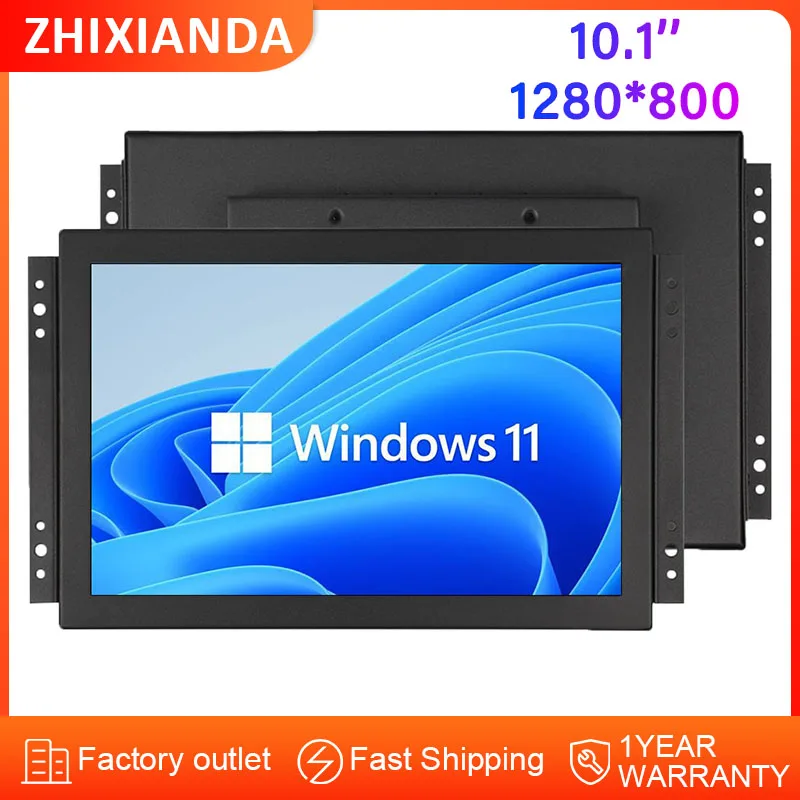 ZHIXIANDA Monitor touch screen industriale a telaio aperto da 10,1 pollici con custodia in metallo 1280x800 con interfaccia USB AV HD VGA BNC