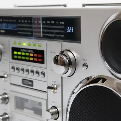 Brooklyn Wireless Bluetooth Speaker - Silver 1980S-Style Portable Boombox - CD Player, Cassette Player, FM Radio, USB