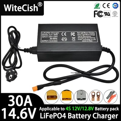 14.6V 30A Charger 12V/12.8V LiFePO4 Battery Charger For 12V 12.8V LFP Lithium iron Phosphate RV/Solar energy Battery Charger