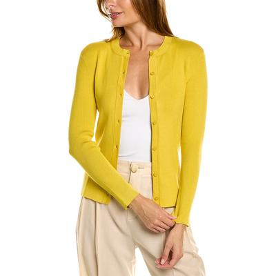 Oscar de la Renta Ribbed Button Front Silk-Blend Cardigan