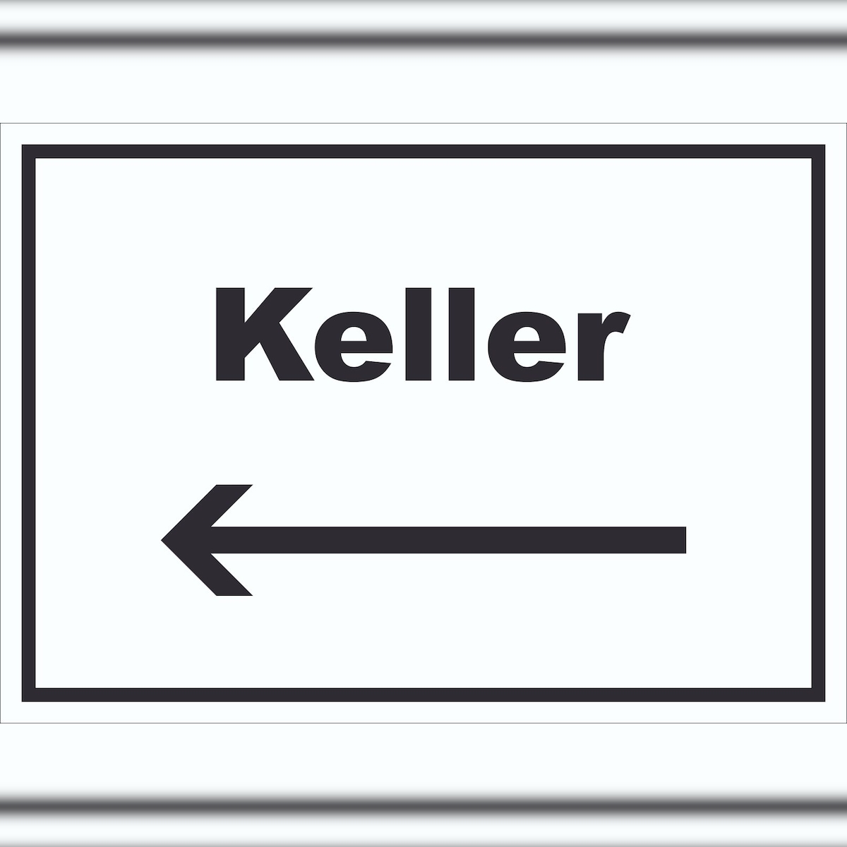 HB-Druck Keller Schild mit Text und Richtungspfeil links waagerecht A4 Rückseite selbstklebend Image