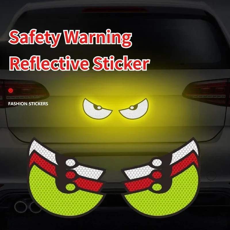 2PCS Warnung Reflektierende Aufkleber Teufel Auge Reflektierende Aufkleber Auto Universal Dekoration Zubehör für Tesla für Audi für Toyota Image