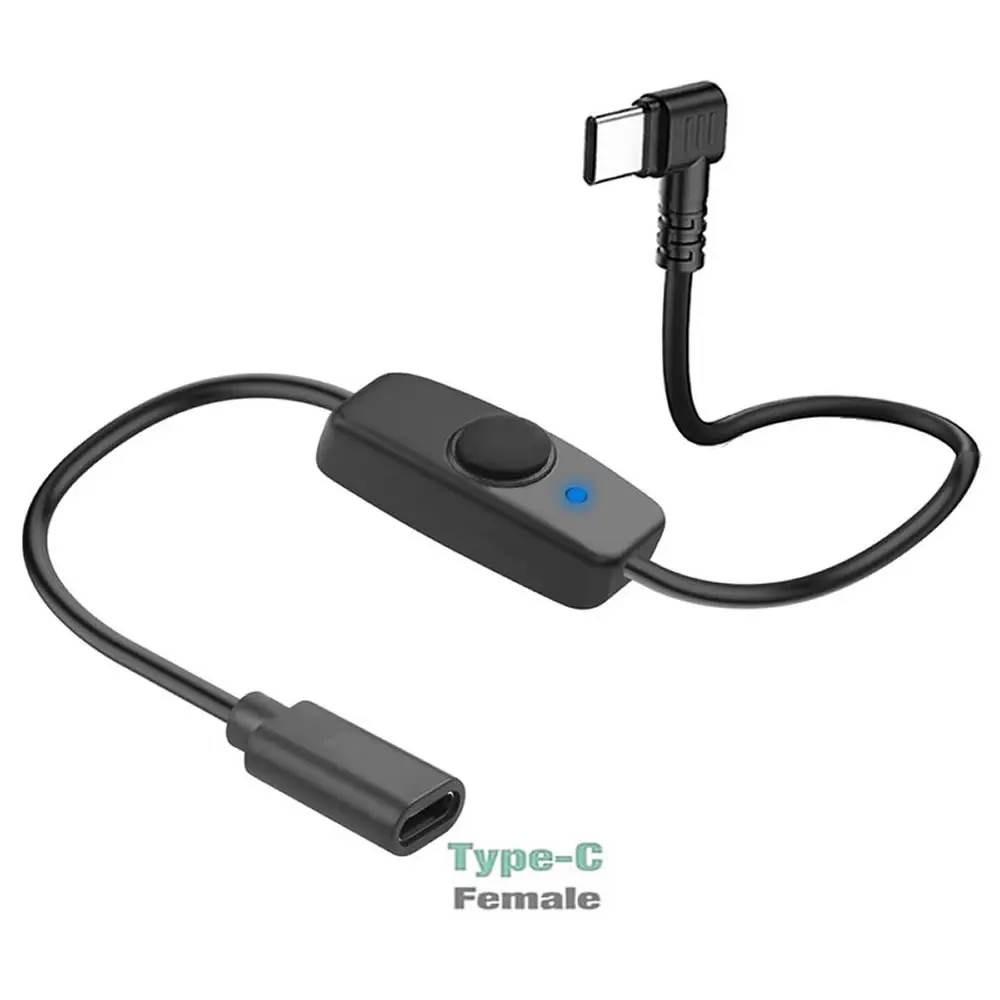 Kurzes USB-C-Verlängerungskabel mit EIN-Aus-Schalter, USB-C auf Typ-C-Netzteilkabel, 5 V für USB-Lüfter, LED-Streifen, Schreibtischlampe, LED-Streifen