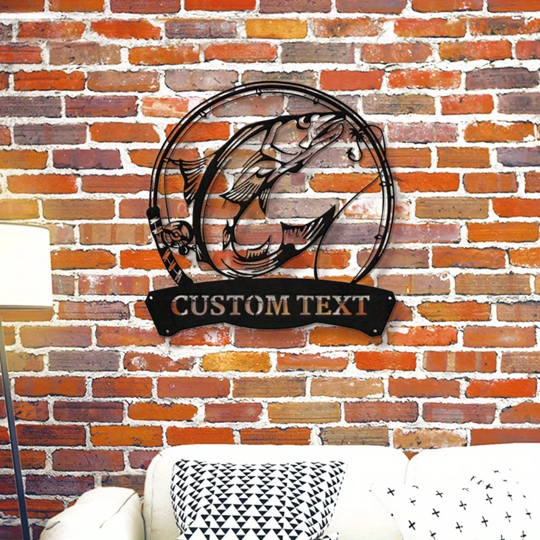 Norwegische Lachsfisch-Metallkunst – personalisiertes Namensschild, ideales Wohndekor und Angelgeschenk für Angler, Wand mit Fischerthema. Image