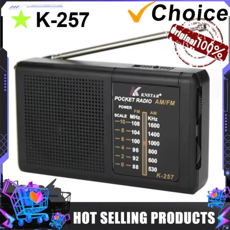 Tragbares AM FM Mini-Zweibandradio, Vollwellenband, batteriebetriebenes Radio, eingebauter Lautsprecher, Notfallradio für den Außenbereich für ältere Menschen Image