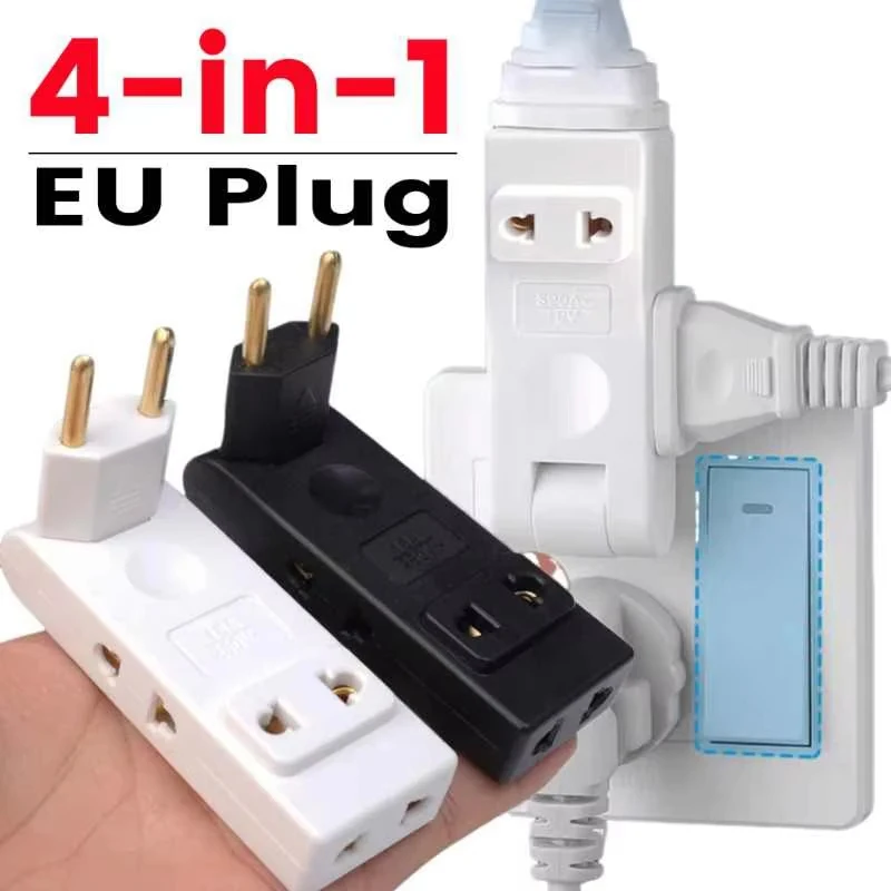 4 In 1 EU Stecker Verlängerung Buchse 180 Grad Rotation Stecker Adapter Verlängerung Protable Power Converter Steckdose Stecker Adapter Image