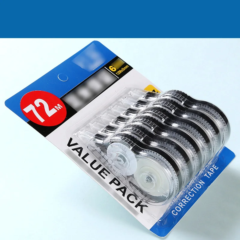 12 m langlebiges Korrekturband, 6 Stück – kein Bruchband mit hoher Kapazität für Studenten, Büroangestellte, glatt und schnell trocknend, weiß Image