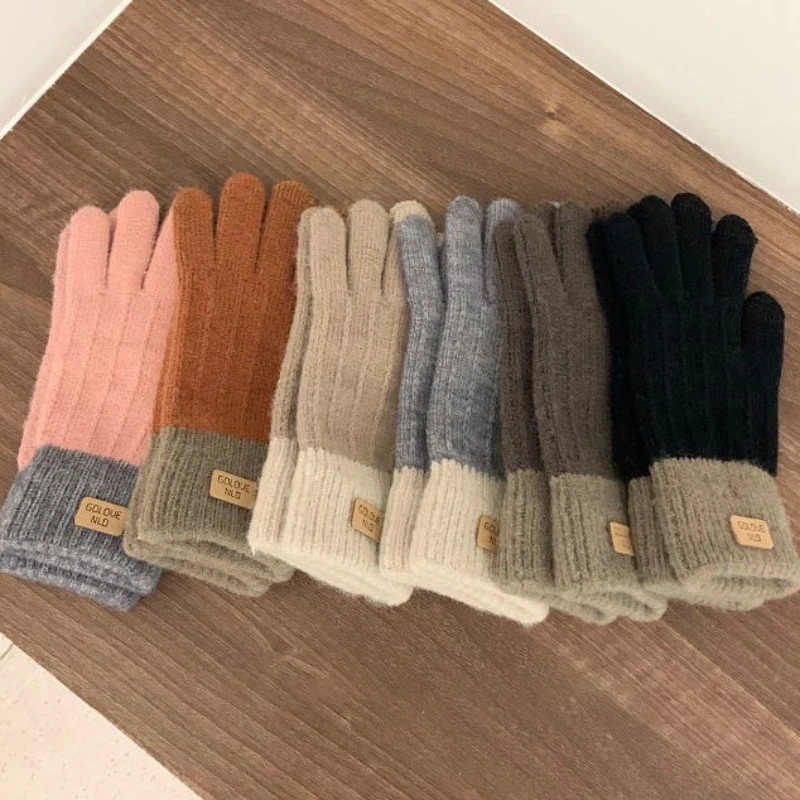 Vollfinger-Handschuhe, Winter-Fleece, verdickt, kältebeständig, Radfahren und Bergsteigen, Touchscreen-Strickhandschuhe, warme Handschuhe Image