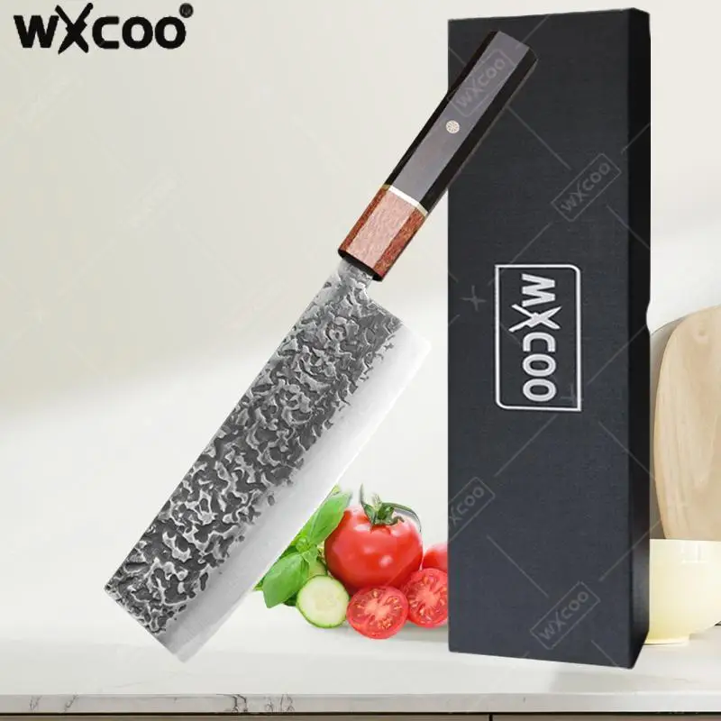WXCOO Professionelle japanische Kochmesser Kochutensilien Küche Handgeschmiedetes Gemüse Obstmesser Fleischbeil Allzweckmesser Image