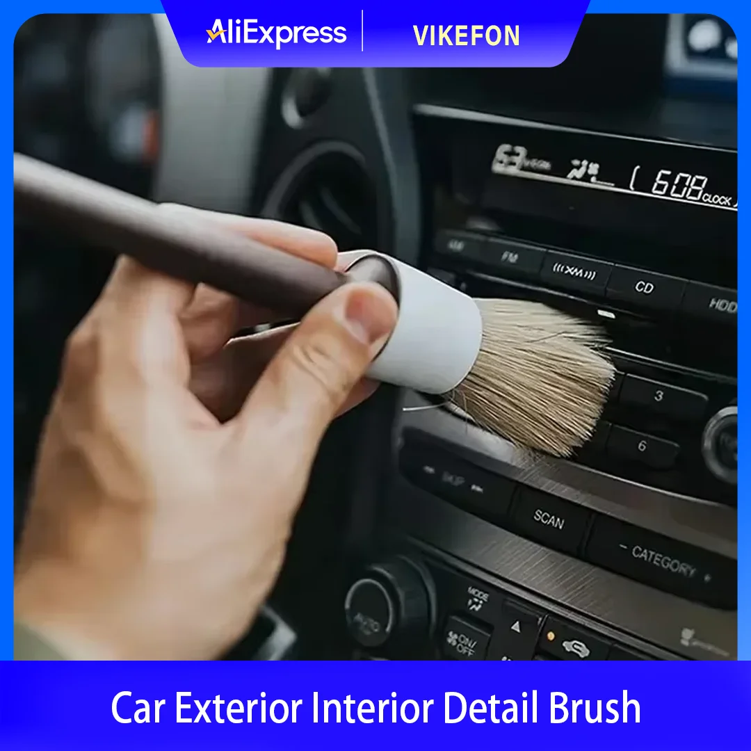 3PCS Auto Außen Innen Detail Pinsel Wildschwein Haar Borsten Pinsel für Auto Reinigung Auto Detail Werkzeuge Dashboard Reinigung Pinsel Image