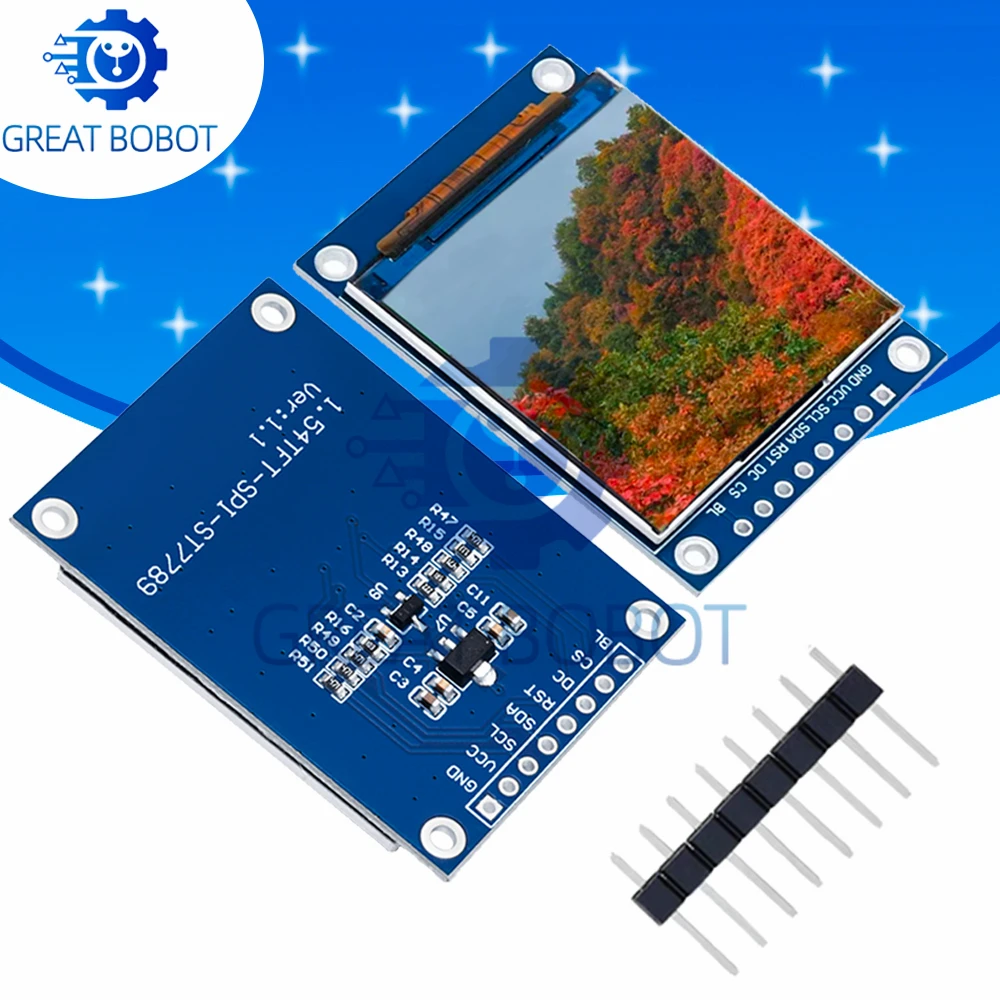 1–2 Stück 1,54 Zoll (1,54 Zoll) Vollfarb-TFT-IPS-LCD-Modul: 240 x 240 HD, ST7789-Treiber, SPI-Schnittstelle – für Arduino Image