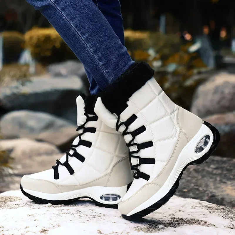 Frauen Winter Stiefel frauen Warm Halten Mitte Der Wade Schnee Stiefel Frauen Wanderschuhe Hohe Qualität Komfortable Luft Kissen Frauen boot
