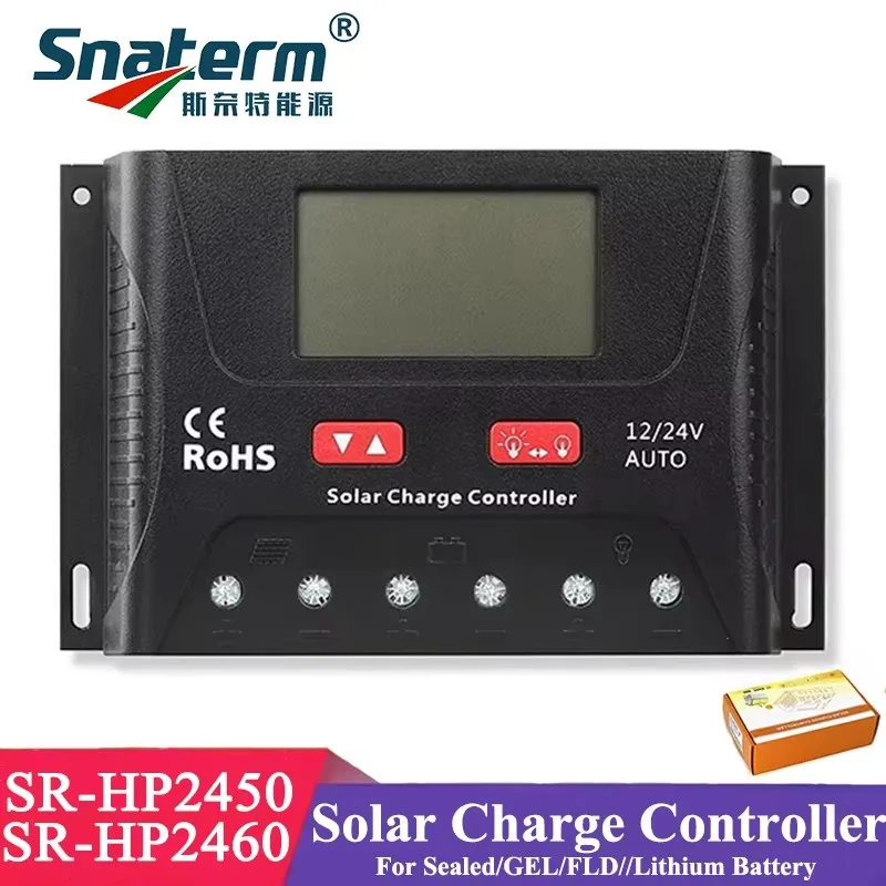 SRNE 10A 20A 30A 40A 50A 60A Solar Laderegler DC12V/24V Auto Arbeit Solarzellen panels Batterie Ladegerät Controller Regler Image