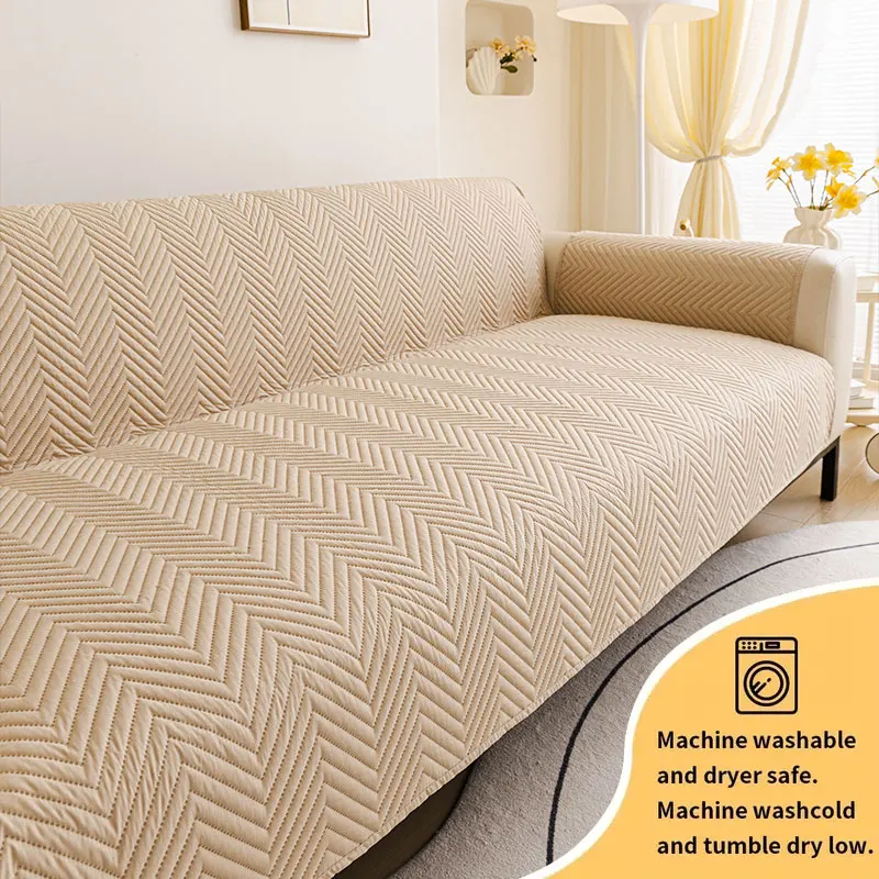 1PC-Modernes, minimalistisches Sofakissen, ganzjähriges universelles W-förmiges integriertes Anti-Rutsch-Sofasitzkissen, gerade Reihe Image