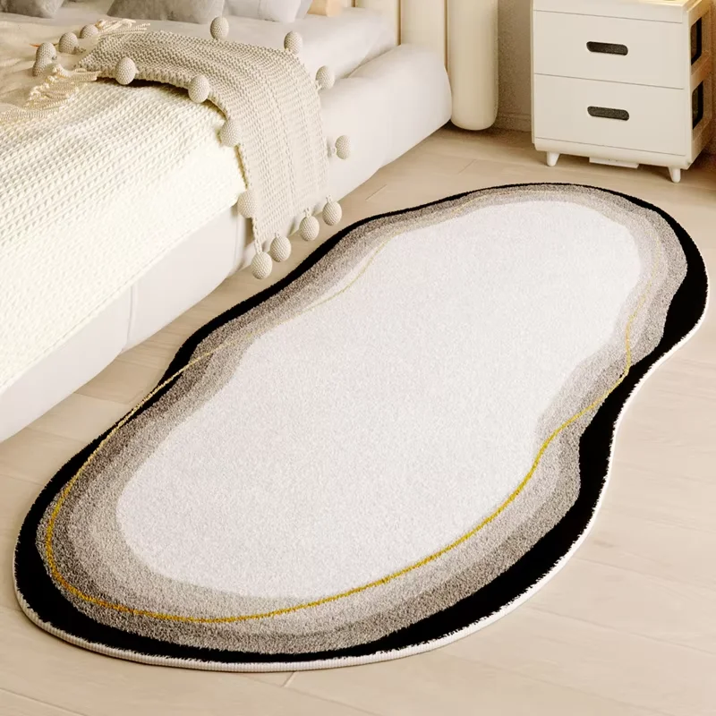 VIKAMA Wellenförmiger Teppich, Nachttischteppiche, Schlafzimmerbereich, Fußmatte, modernes geometrisches Muster, wasserdichter Bodenbelag, Heimdekoration Image