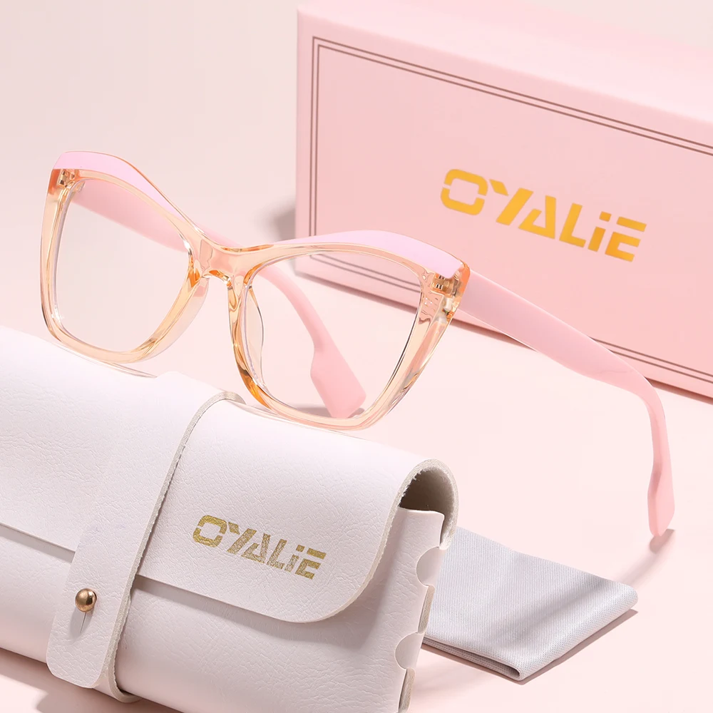 Oyalie Modische Cat-Eye-Brille für Runde Gesichter, Tiefes V-Cat-Eye-Design, Hebt den Äußeren Augenwinkel, Verschmälernd für die Wangenknochen, Erhältlich in 6 Farben, Setzt ein Statement Image