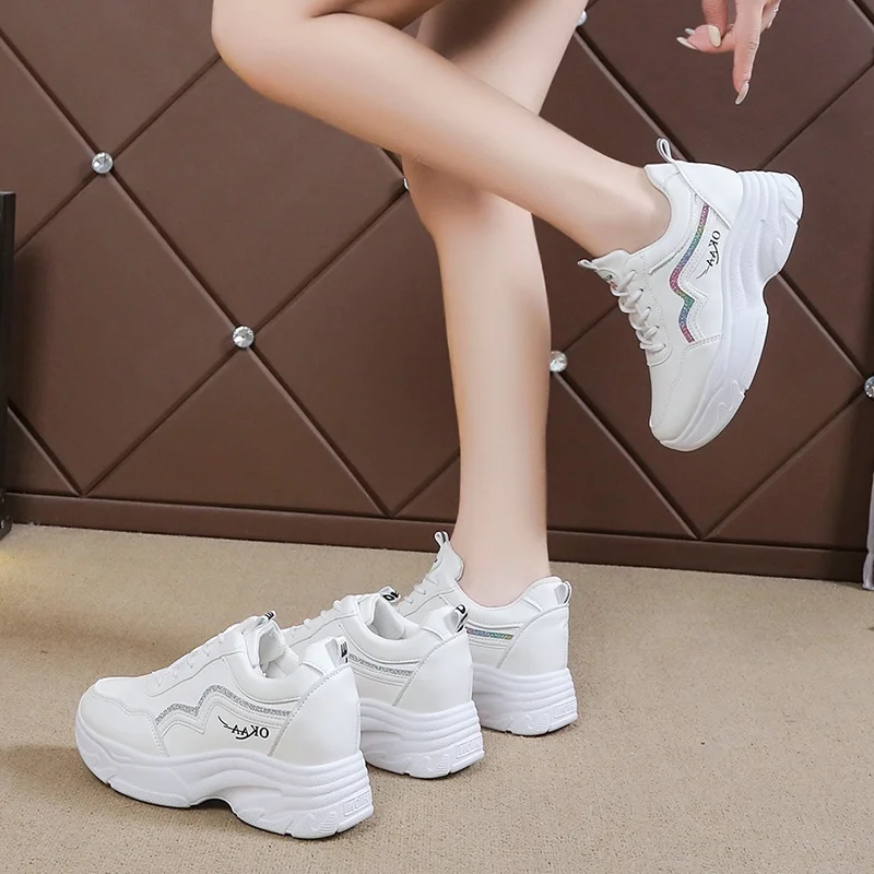 Mode Neue Runde Kopf Sexy Dicken sohlen Nicht-slip Casual Turnschuhe Frühling/herbst Komfortable Lace-up Wanderschuhe für Frauen