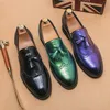 Lila Kleid Schuhe Mann Brogue Schuhe Große Größe 38-48 Bequeme Slip-On Flache Soziale Schuh Männliche Mode quasten Herren Leder Schuhe