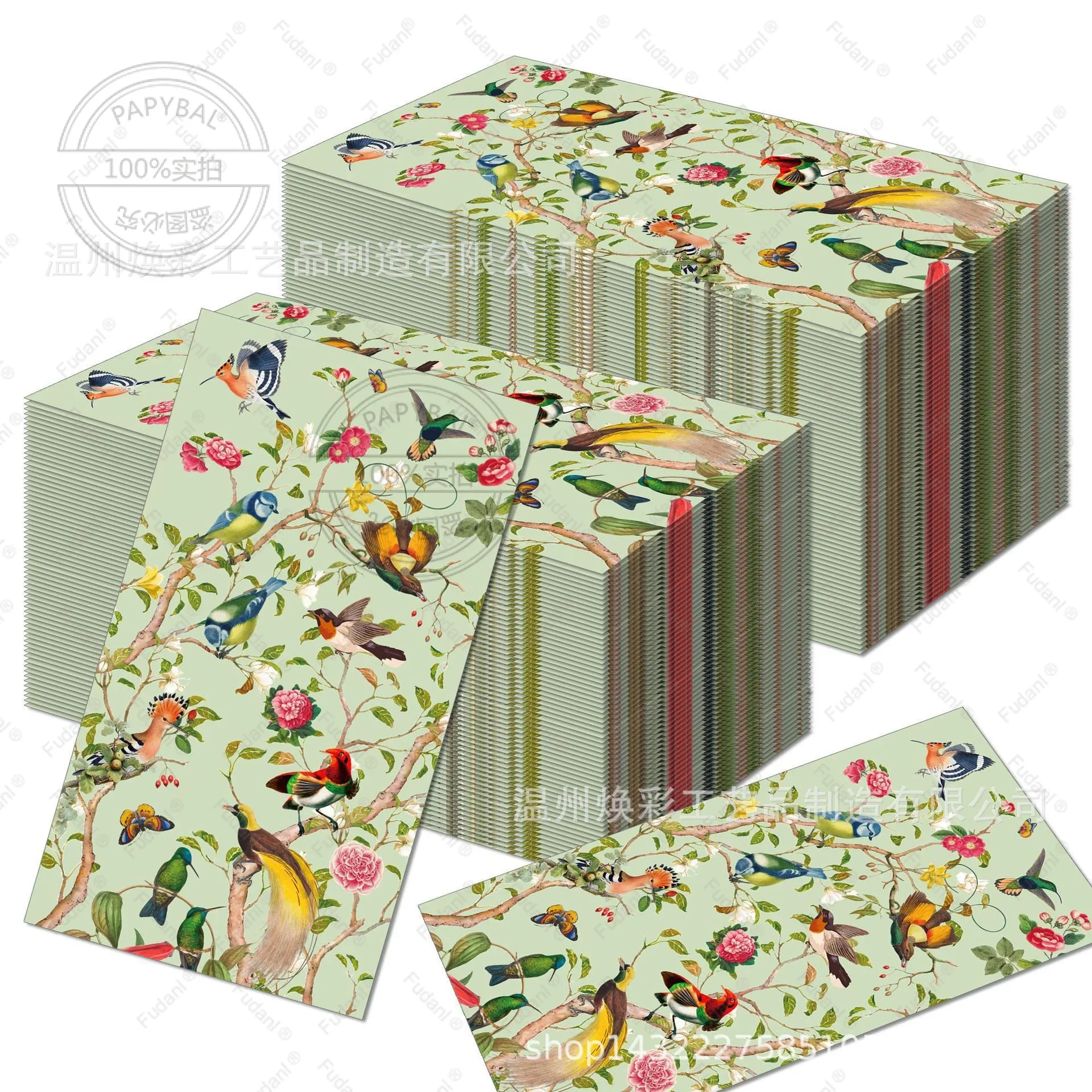 Eine Reihe von Vintage-Serien von Blumen und Vögeln, Hochzeit, Geburtstag, Party, Geschirr, Einweg-Seidenpapier, Überraschungsgeschenk für Gäste Image