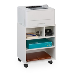 Relaxdays Rollcontainer mit 4 offenen Fächern, Büro Beistellcontainer, mit Rollen, Büroschrank, HxBxT: 49x40x30 cm, weiß Image