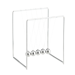 Relaxdays ton Pendel, Kugelpendel für Schreibtisch & Büro, Physik, 5 Kugeln, Metall, ton Kugelstoßpendel, silber Image