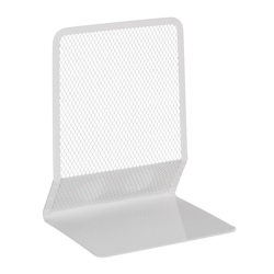 Relaxdays Buchstütze, 2er-Set, modernes Mesh-Design, Bücher und Ordner, Buchhalter HxBxT: 17x13,5x10,5 cm, Metall, weiß Image