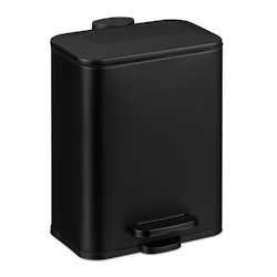 Relaxdays Mülleimer Bad, 5 l, Kosmetikeimer mit Soft-Close, matte Optik, entnehmbarer Inneneimer, Treteimer, schwarz Image