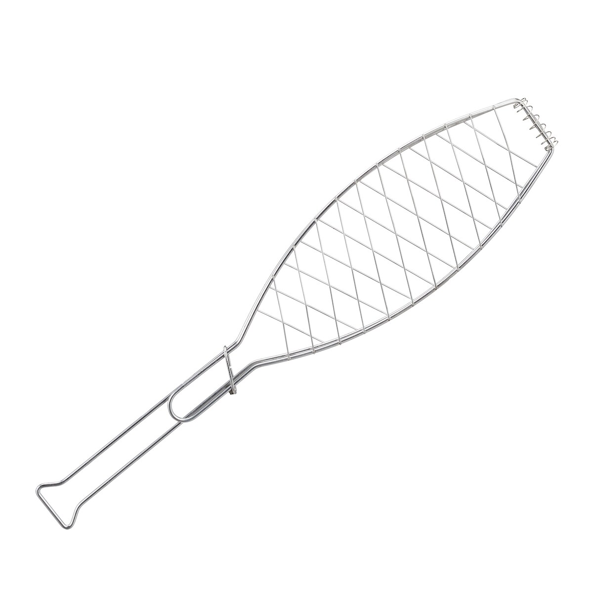 Relaxdays Fischbräter 3er Set, Edelstahl, mit Griff, 54 cm lang, Fischhalter zum Grillen, Grillguthalter Fisch, silber Image