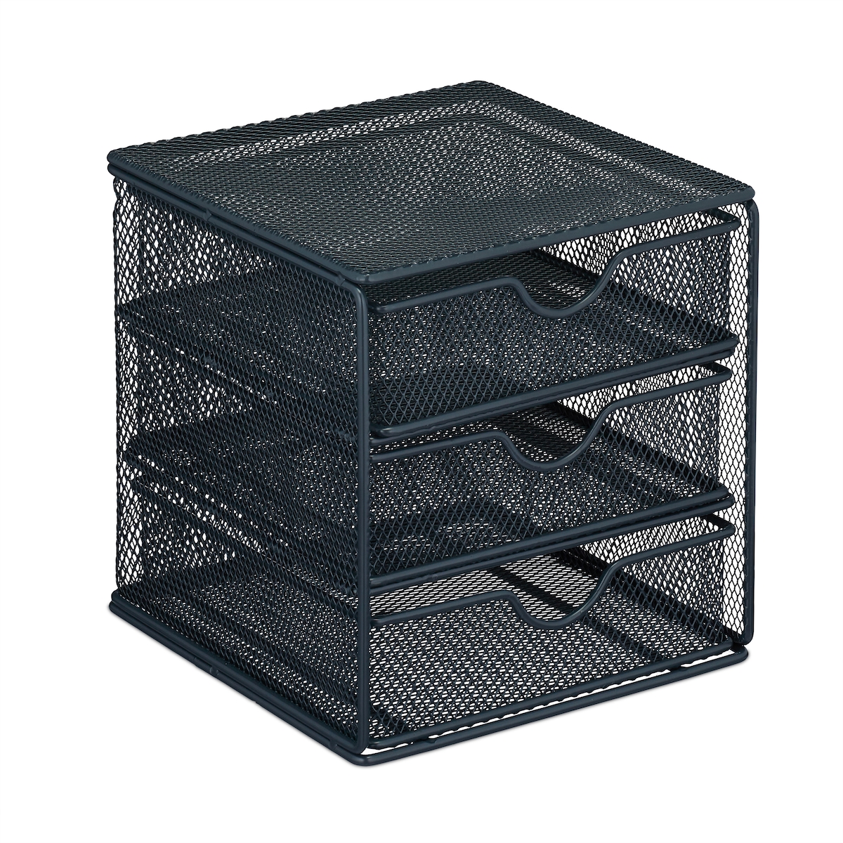 Relaxdays Schubladenbox Metall, 3 Schubfächer, Schreibtisch Organizer, HBT 17x16x17 cm, Aufbewahrungsbox Büro, anthrazit Image