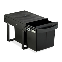 Relaxdays Einbaumülleimer, 2 Fächer, 2x 15 l, HxBxT: 34,6 x 34 x 51,8 cm, ausziehbar, Müllsystem Unterschrank, schwarz Image