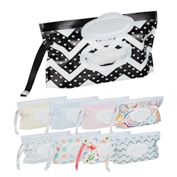 Relaxdays Feuchttücher Taschen, 9er Set, Baby Feuchttuchspender für unterwegs, nachfüllbare Feuchttücherbeutel, bunt