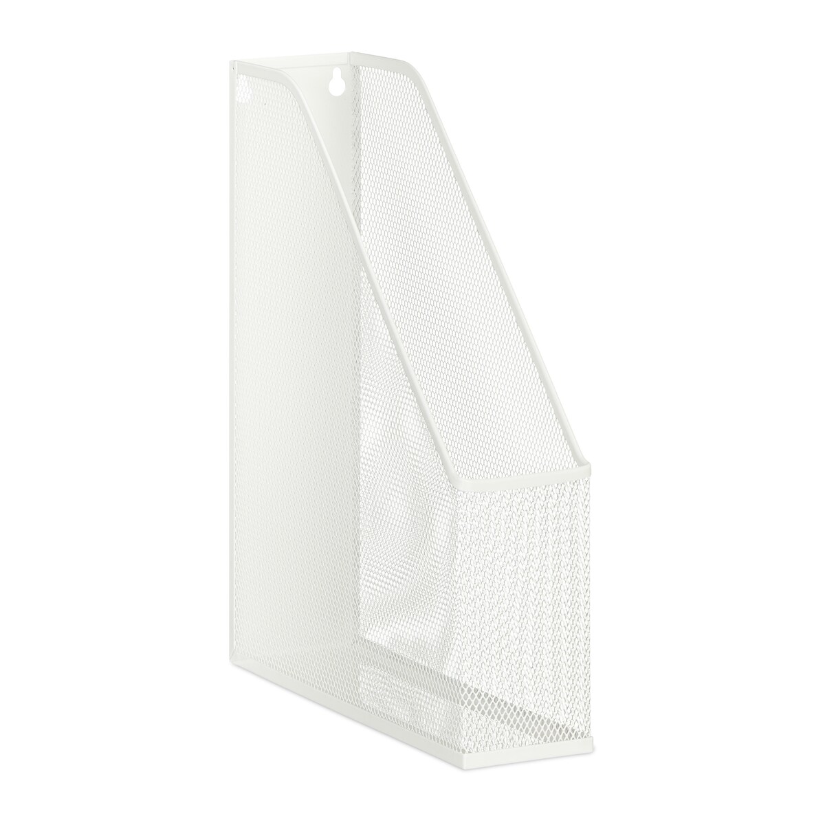 Relaxdays Stehsammler Metall, DIN A4, HBT: 31,5x7x25 cm, stabiler Stehordner, Mesh Design, für Büro & Home Office, weiß Image