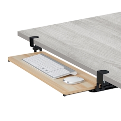 Relaxdays Tastaturablage, 65 x 24 cm, ausziehbar, klemmbar, ergonomisch, Tastatur Schublade Unterbau, Holzoptik, natur Image
