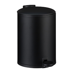 Relaxdays Mülleimer Bad, 3 l, Kosmetikeimer mit Soft-Close, matte Optik, entnehmbarer Inneneimer, Treteimer, schwarz Image