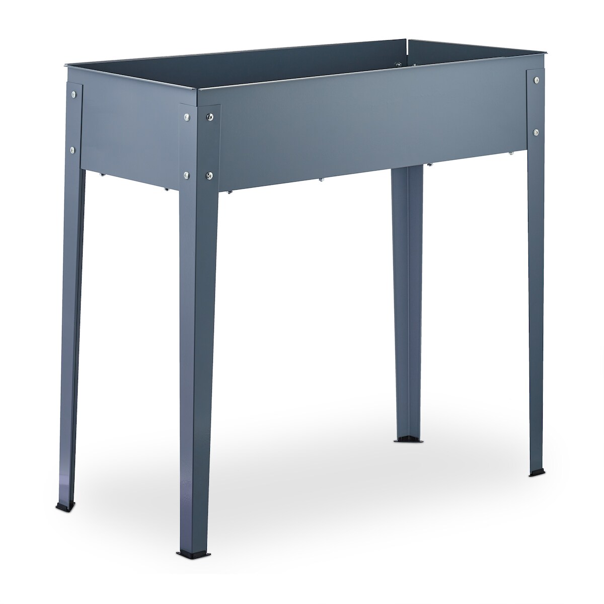 Relaxdays Hochbeet Metall, schmales Kräuterbeet, für Garten, Balkon & Terrasse, Gemüsebeet, HBT: 80 x 86 x 40,5 cm, grau Image