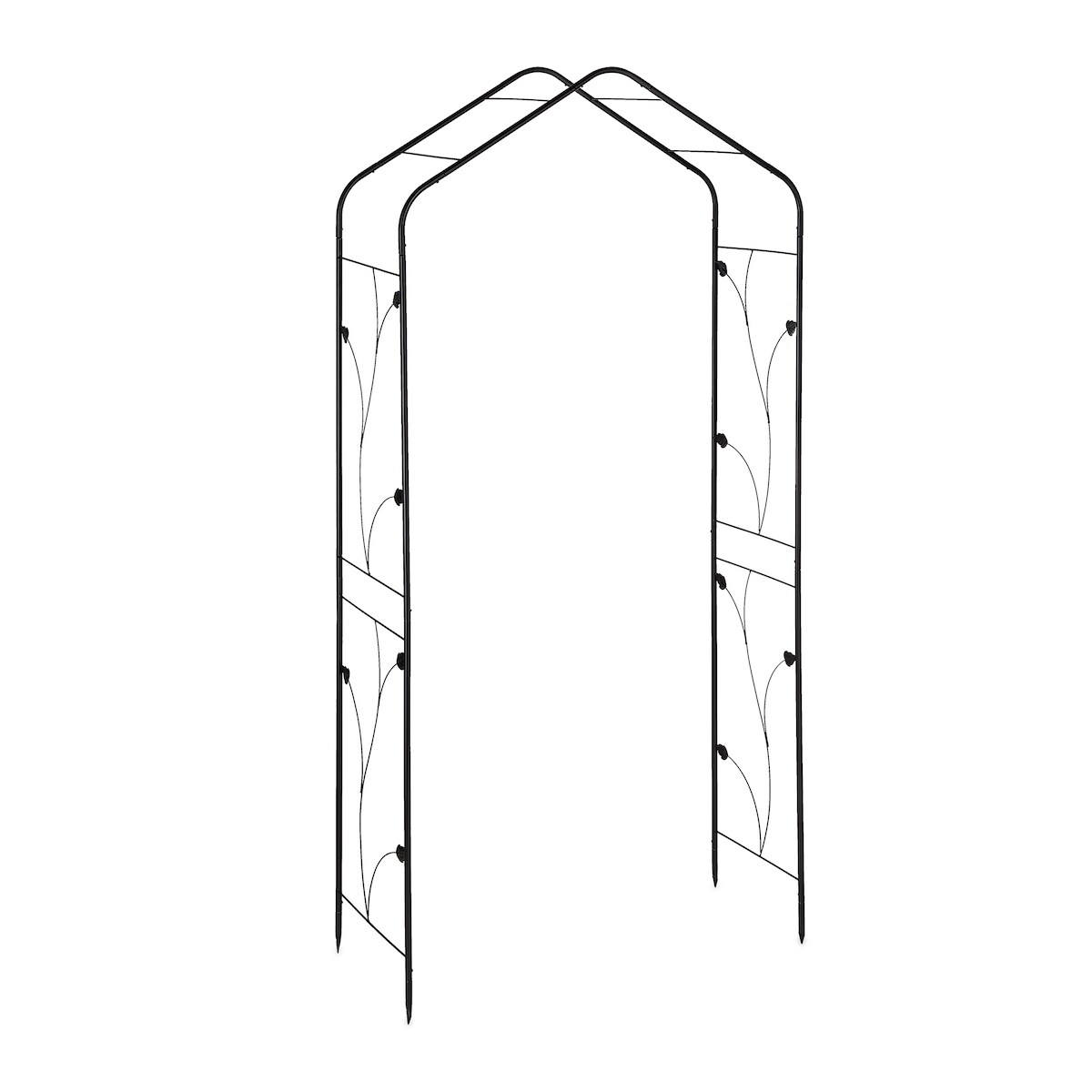 Relaxdays Rosenbogen Metall, Torbogen Garten, HxBxT: 213 x 106 x 41 cm, stabiler Rankbogen für Kletterpflanzen, schwarz Image