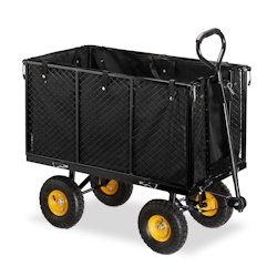 Relaxdays Gartenwagen, großer Bollerwagen mit klappabren Seitenteilen, herausnehmbare Plane mit Griffen, 500 kg, schwarz Image