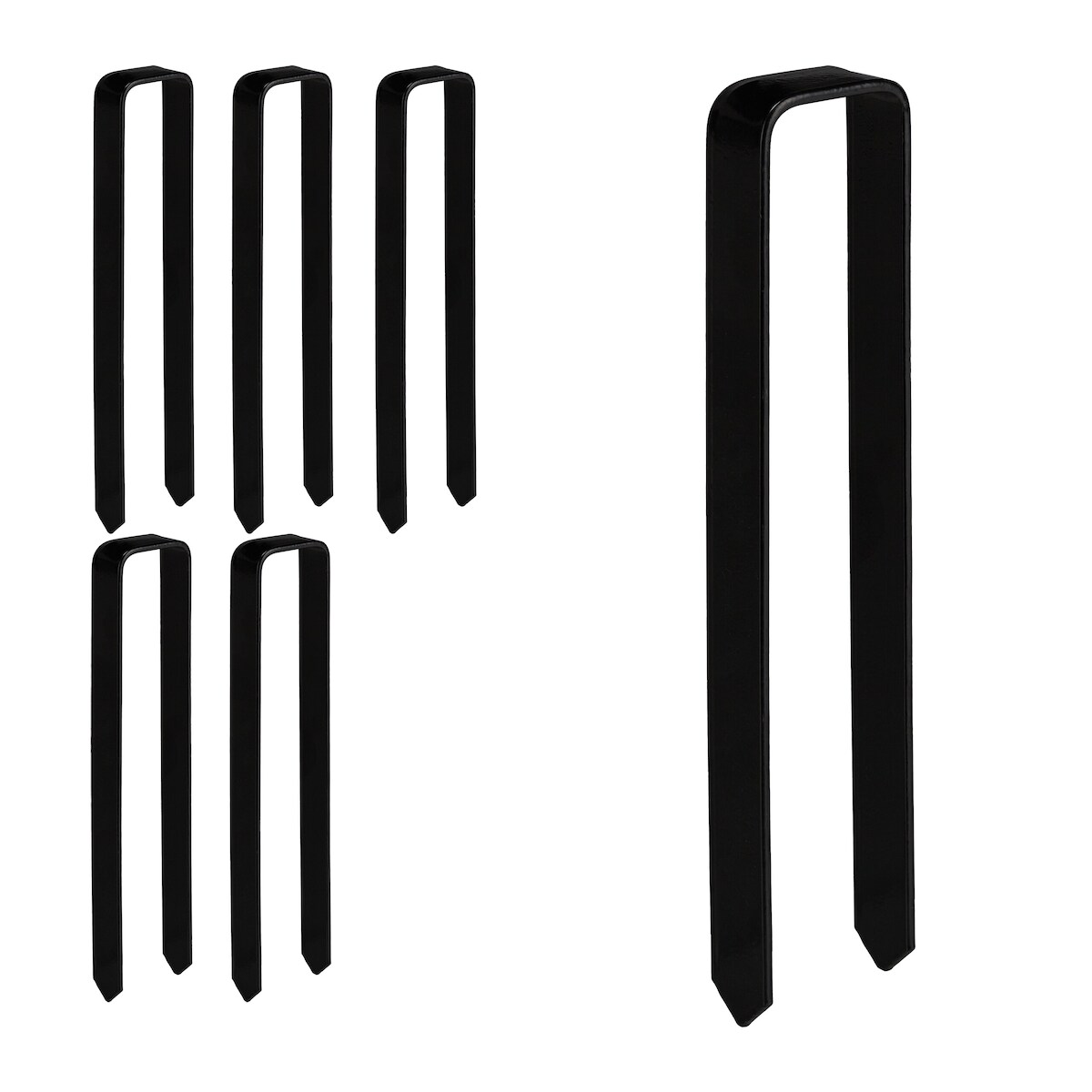 Relaxdays Bodenanker, 6er Set, Rosenbogen Befestigung, Stahl, HxBxT: 30 x 6 x 2,5 cm, U-Form, stabile Erdanker, schwarz Image