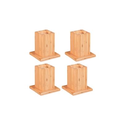 Relaxdays Möbelerhöher 4er Set, Erhöhung um 14 cm, für Tische, Betten und andere Möbel, HxBxT 15,5x14,5x14,5 cm, natur Image