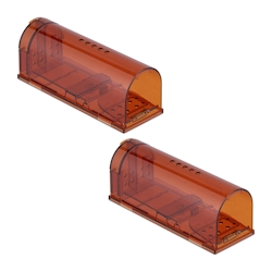 Relaxdays Lebendfalle für Mäuse 2er Set, tierfreundliche Nagetierfalle, HBT: 6,5x17x6 cm, Mäusefalle, Kunststoff, orange Image