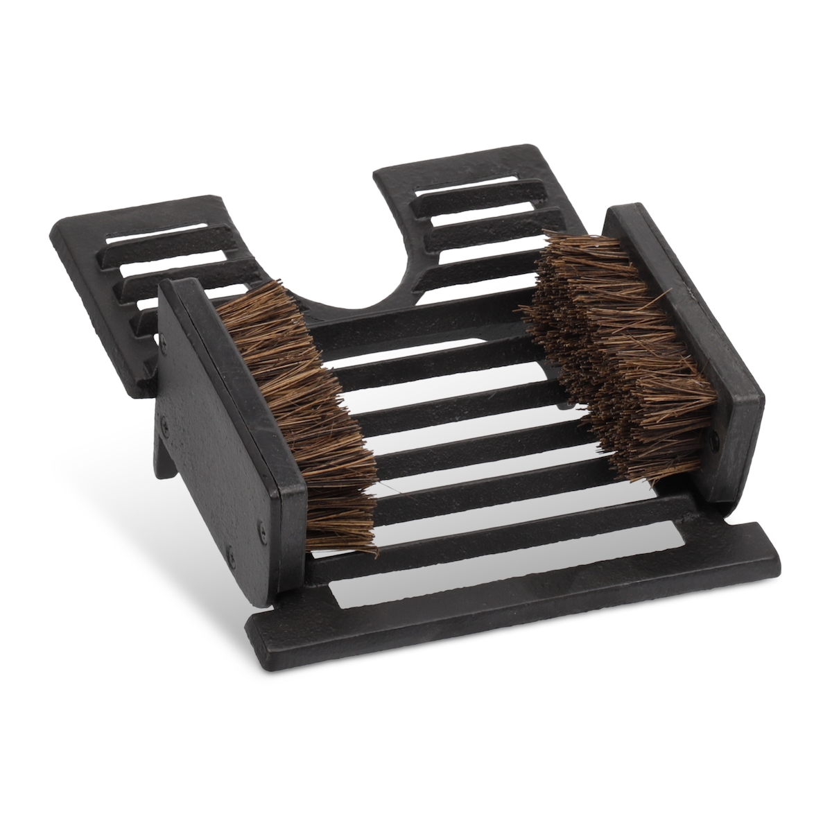 Relaxdays Schuhabstreifer, aus Gusseisen, mit Bürsten, Stiefelknecht, antikes Design, Außenbereich, Schuhputzer, schwarz Image