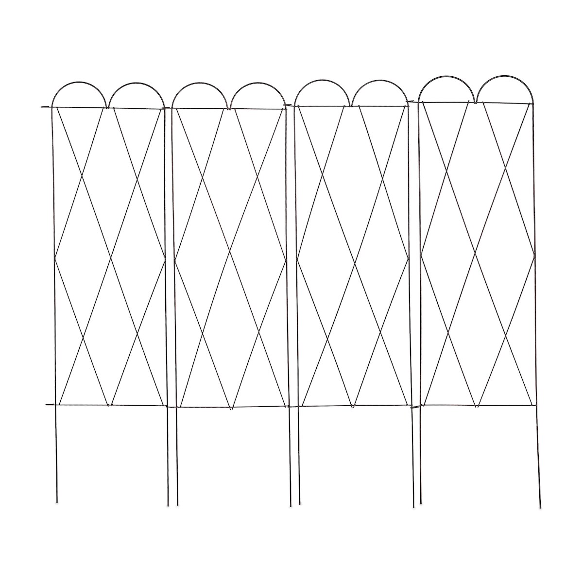 Relaxdays Rankgitter Metall, 3er Set, zum Stecken, 127 cm hoch, Rankhilfe für Kletterpflanzen, Spalier Garten, rotbraun Image