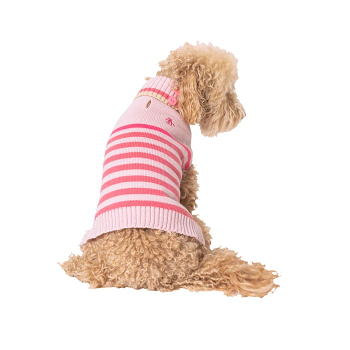 Original Penguin Pink Stripped Turtleneck Sweater for Dogs, Small