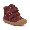 Lauflernschuh FRODDO "OLLIE WOOL TEX", Kinder, Gr. 24, bordeaux, glitzer, Veloursleder, Glitzermuster, klassisch, Schuhe, Winterstiefel, Klettschuh mit Wollfutter