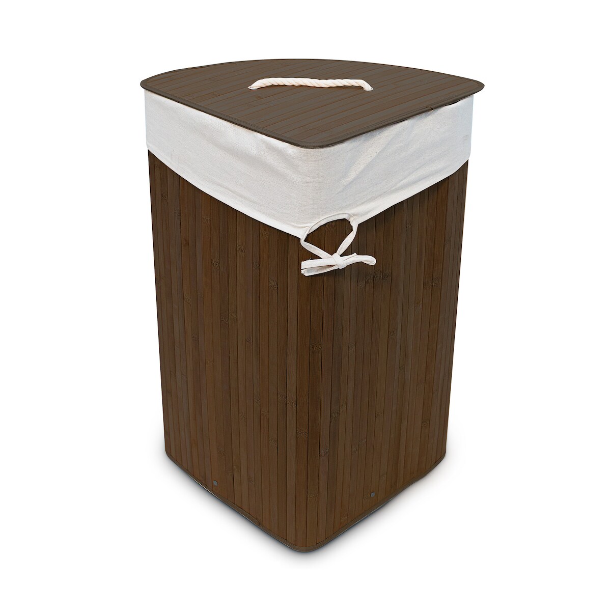 Relaxdays Eckwäschekorb Bambus, faltbare Wäschebox 60 l, platzsparend, Wäschesack Baumwolle, 65 x 49,5 x 37 cm, braun Image
