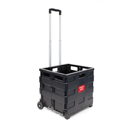 Relaxdays Einkaufstrolley, Klappbar, Einkaufsroller bis 35 kg, Verstellbarer Griff, Mit Rollen, HBT: ca. 100 x 42 x 37 cm, schwarz Image