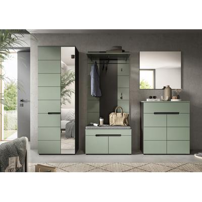 Garderoben-Set INOSIGN "REHAT, TOPSELLER, 5-teilig, Breite 255 cm, individuell erweiterbar", basalt grau nb, smoke grün nb, Kastenmöbel-Sets, Garderobenkombination, Kombination, Set, Flurgarderobe, Diele Image